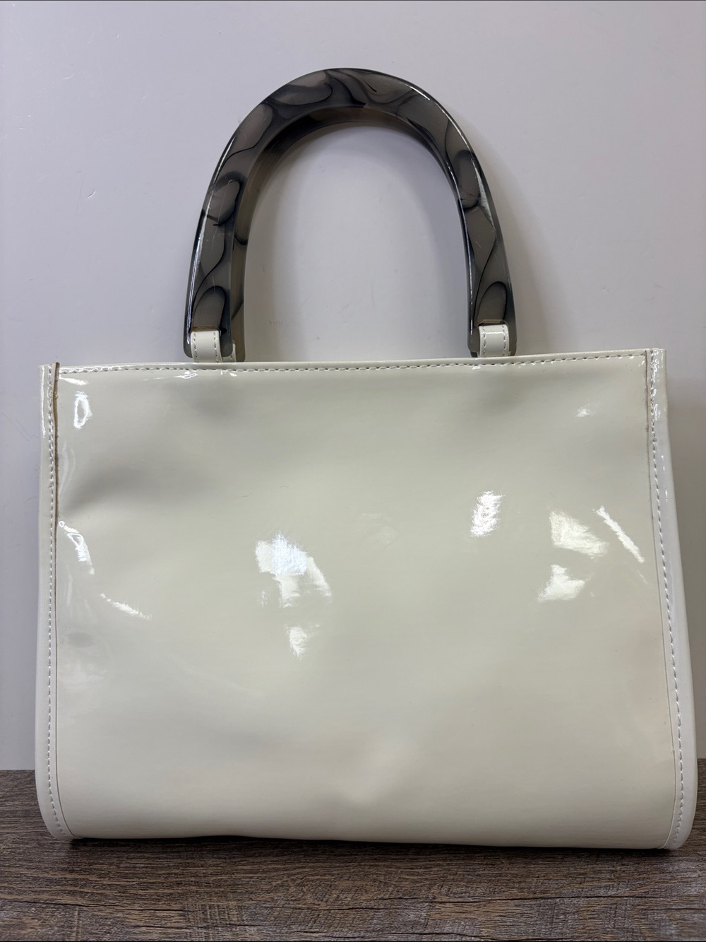 Neiman Marcus Patent Leather Tote Bag with Resin Handles